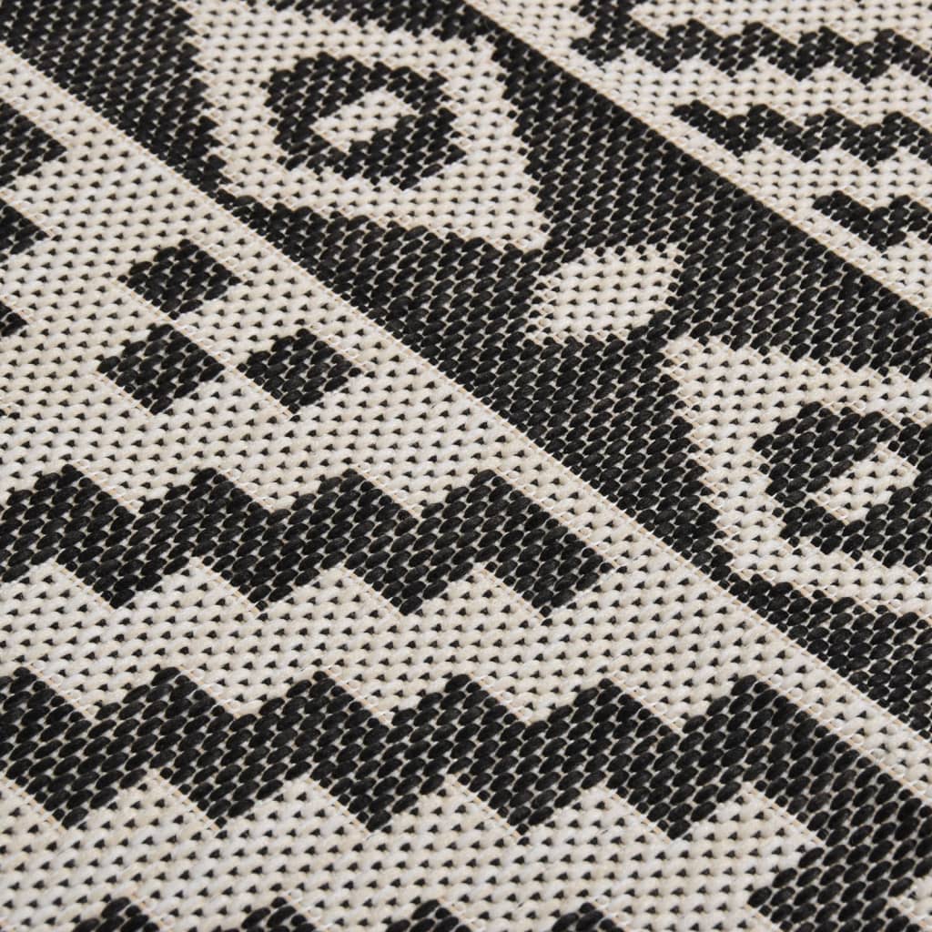 vidaXL Градински плоскотъкан килим, 80x150 см, черни шевици