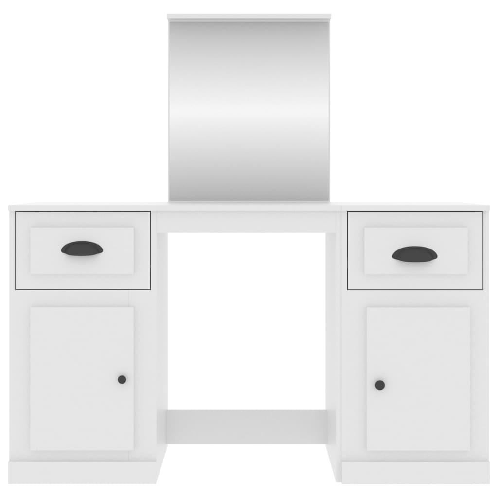 vidaXL Тоалетка с огледало, бяла, 130x50x132,5 см