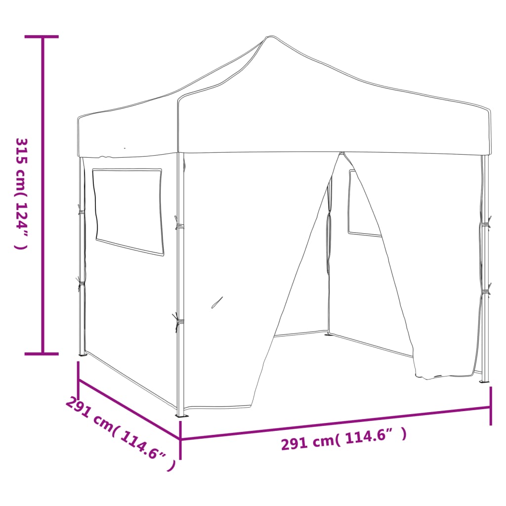 vidaXL Сгъваема парти шатра с 4 странични стени, 3х3 м, антрацит