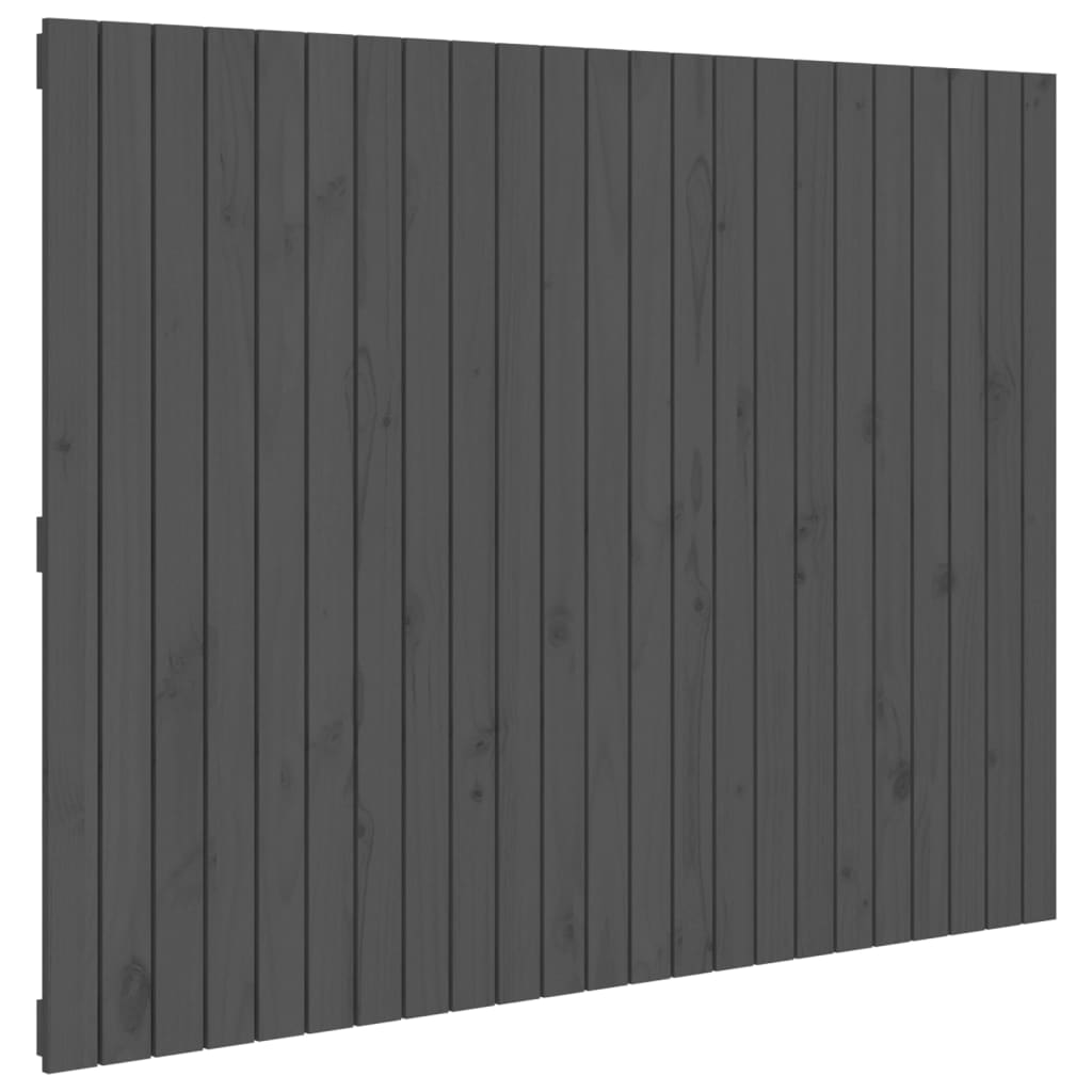 vidaXL Стенна табла за спалня, сива, 146,5x3x110см, борово дърво масив