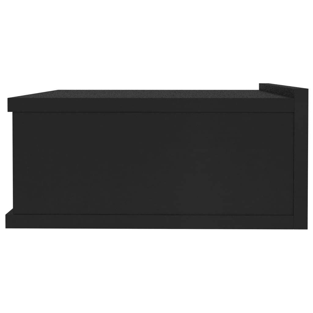 vidaXL Нощно шкафче със стенен монтаж, черно, 40x30x15 см, ПДЧ