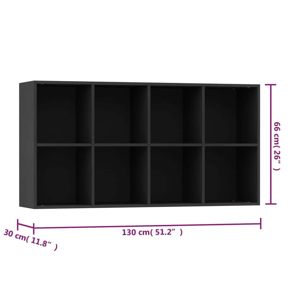 vidaXL Библиотека/бюфет, черна, 66x30x130 см, ПДЧ