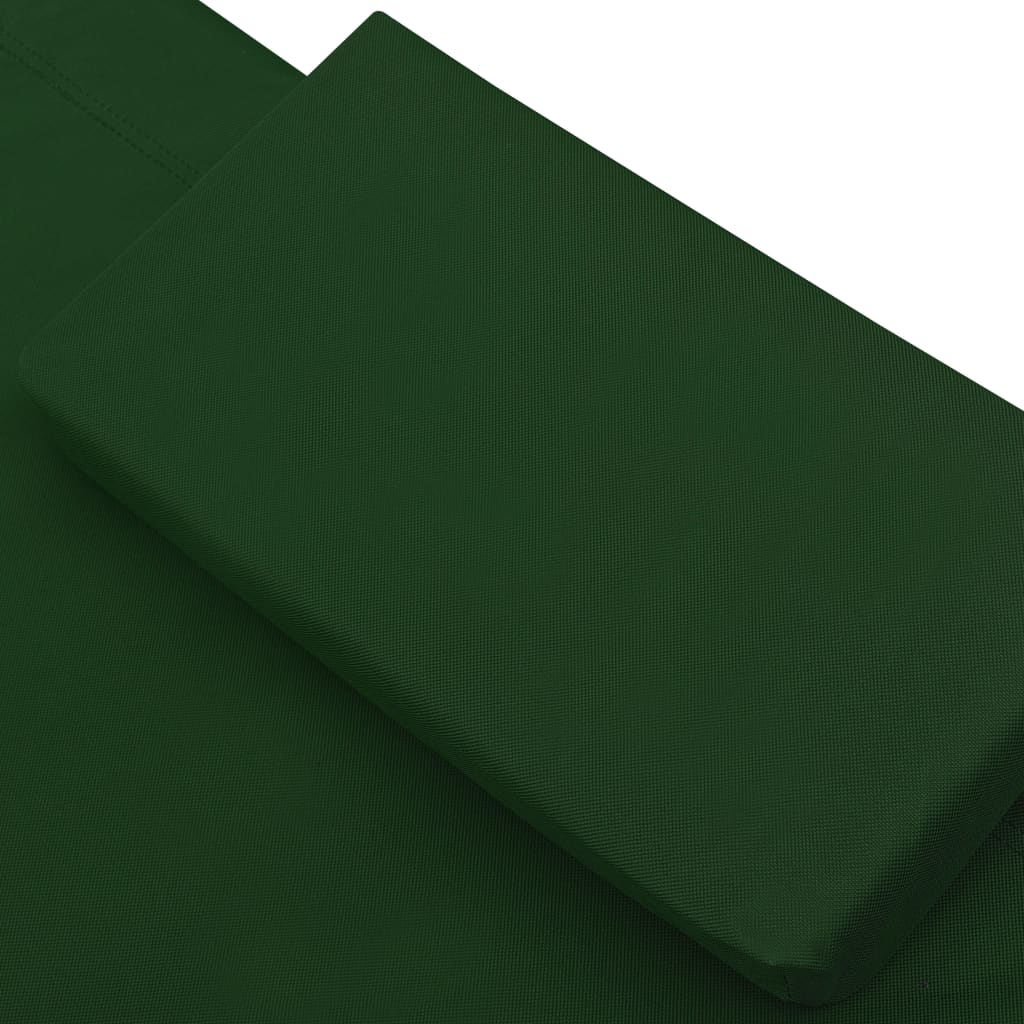 vidaXL Лаундж легло за открито с навес и възглавници, зелено