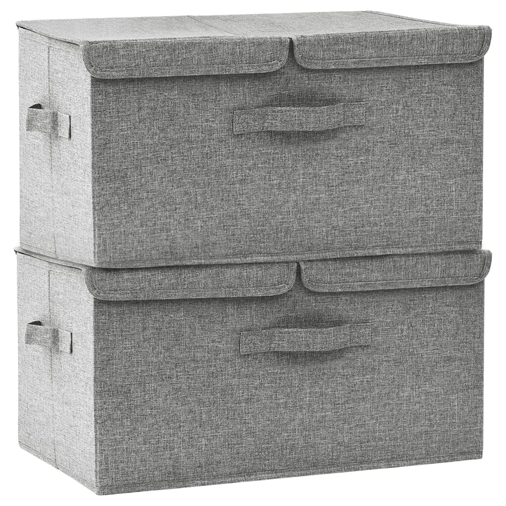 vidaXL Кутии за съхранение, 2 бр, текстил, 50x30x25 см, сиви
