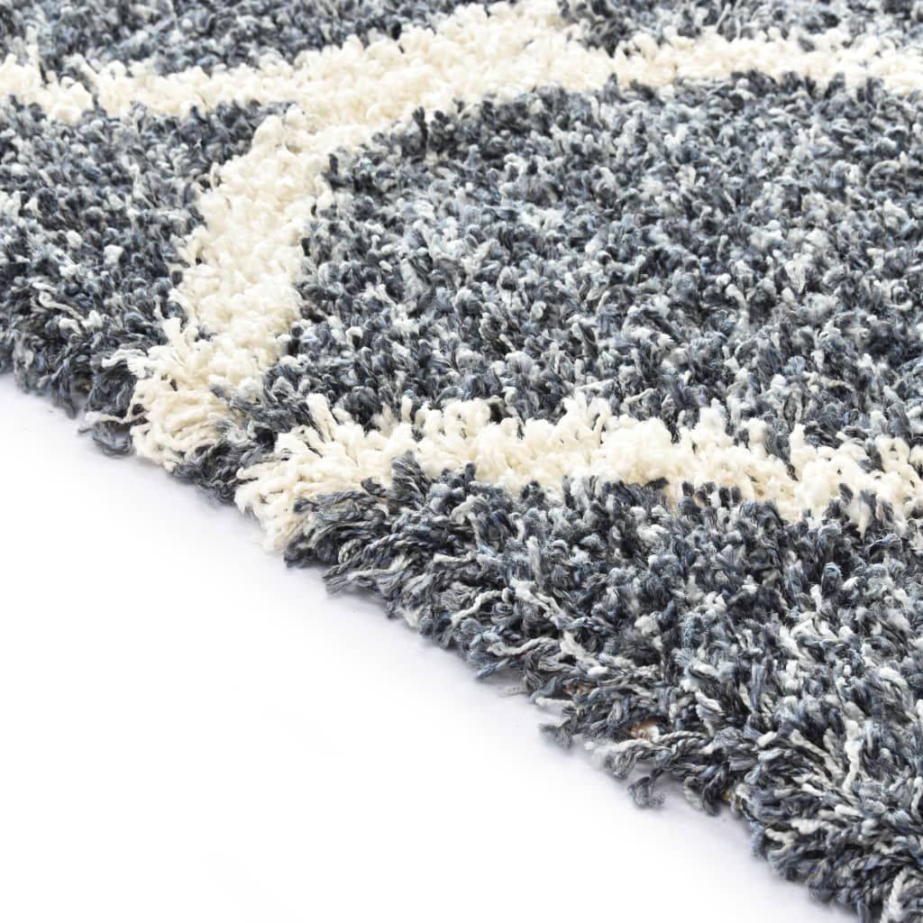 vidaXL Рошав берберски килим, РР, синьо и бежово, 160x230 см