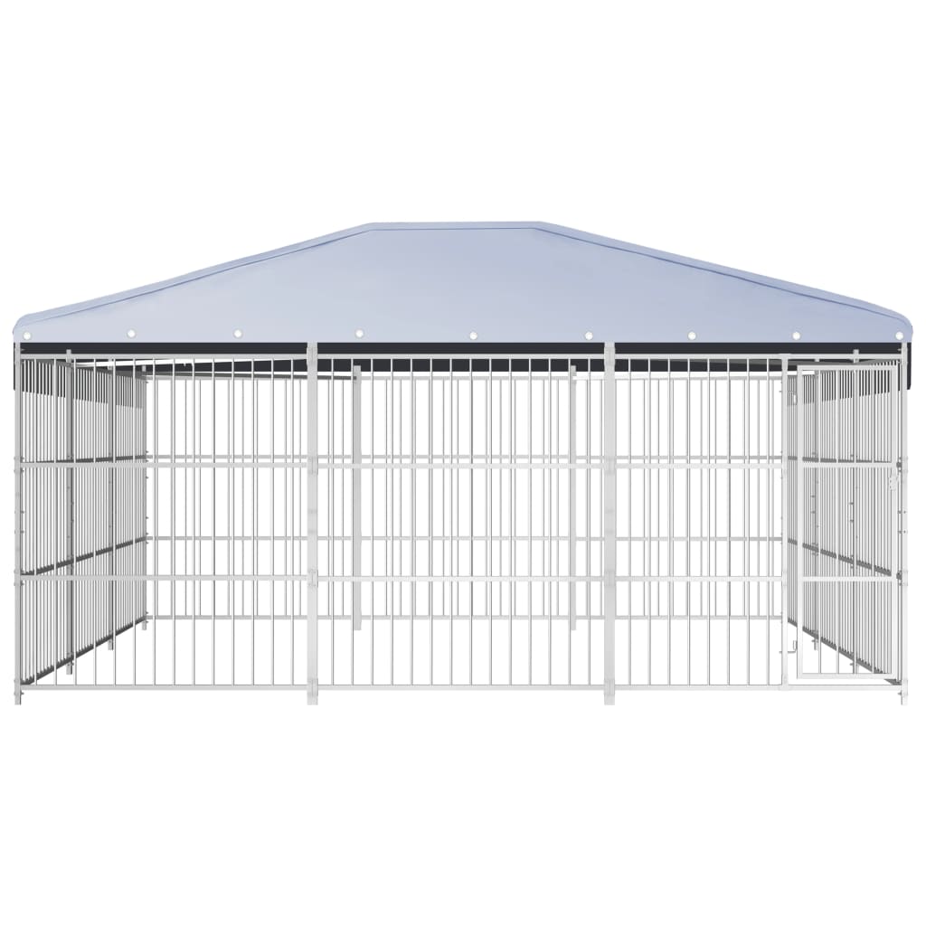 vidaXL Външна клетка за кучета с покрив, 450x450x200 см