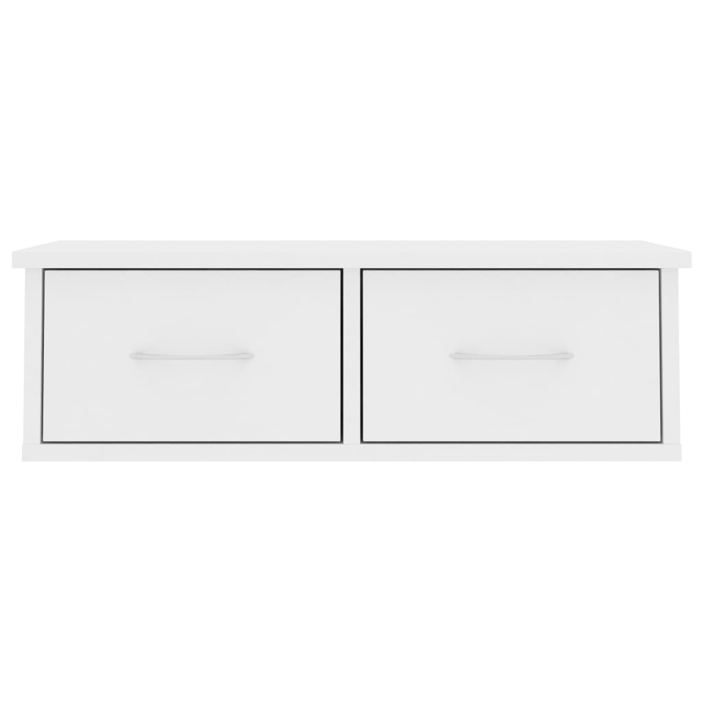 vidaXL Стенен рафт с чекмеджета, бял, 60x26x18,5 см, ПДЧ