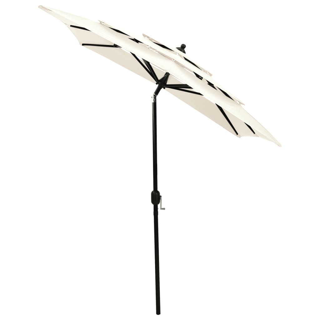 vidaXL Градински чадър на 3 нива с алуминиев прът, пясъчен, 2x2 м