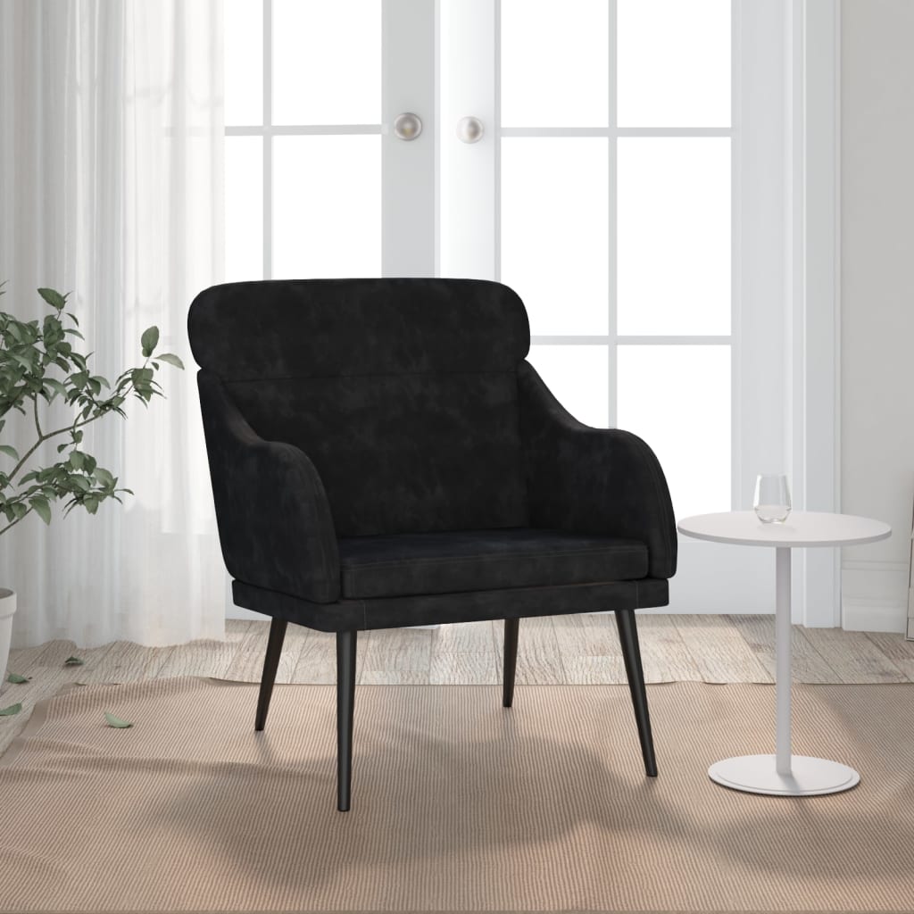 vidaXL Кресло, черно, 63x76x80 см, кадифе