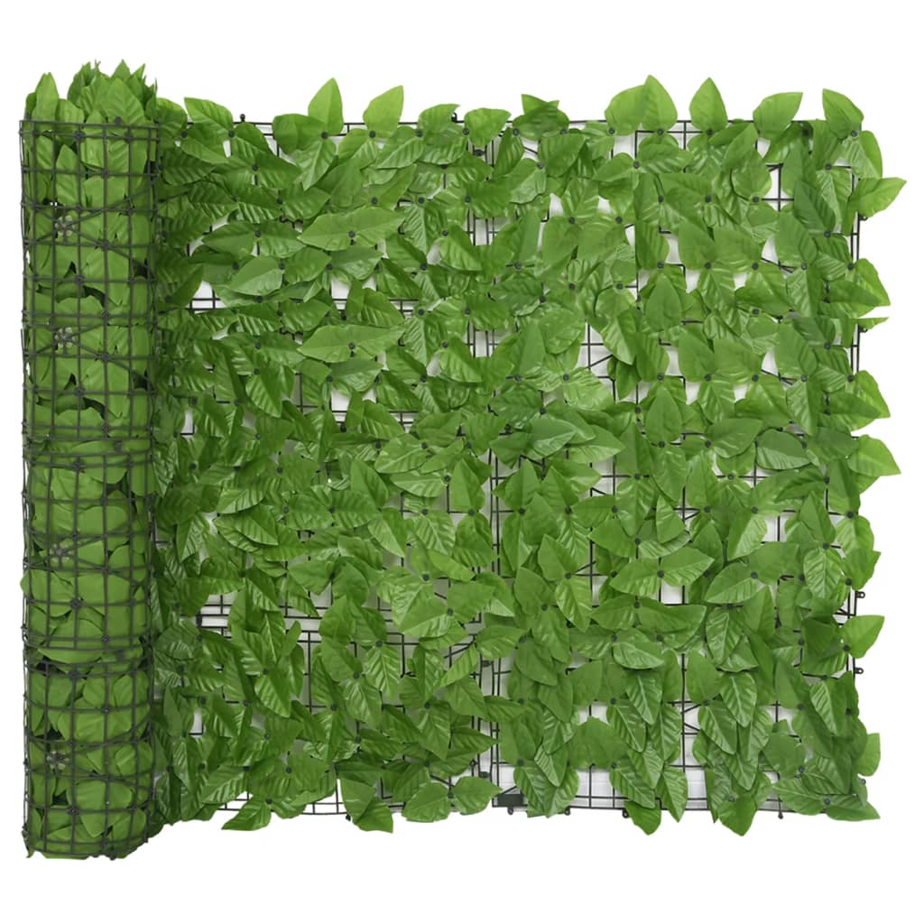 vidaXL Балконски параван със зелени листа, 300x100 см