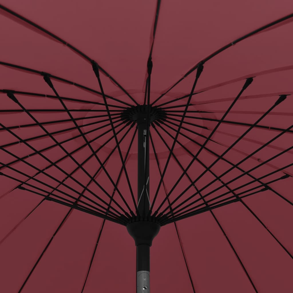 vidaXL Градински чадър с алуминиев прът, 270 см, бордо червен