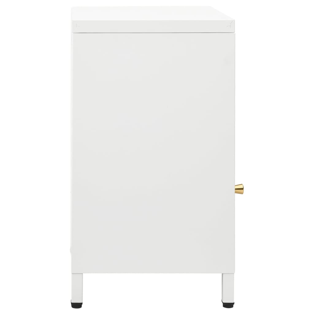 vidaXL Нощно шкафче, бяло, 40x30x54,5 см, стомана и стъкло