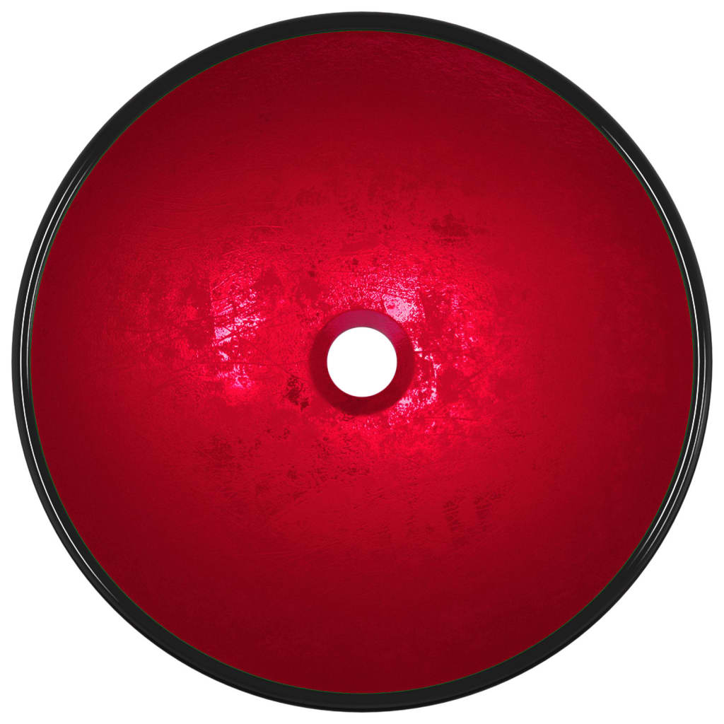 vidaXL Мивка, закалено стъкло, 42x14 см, червена