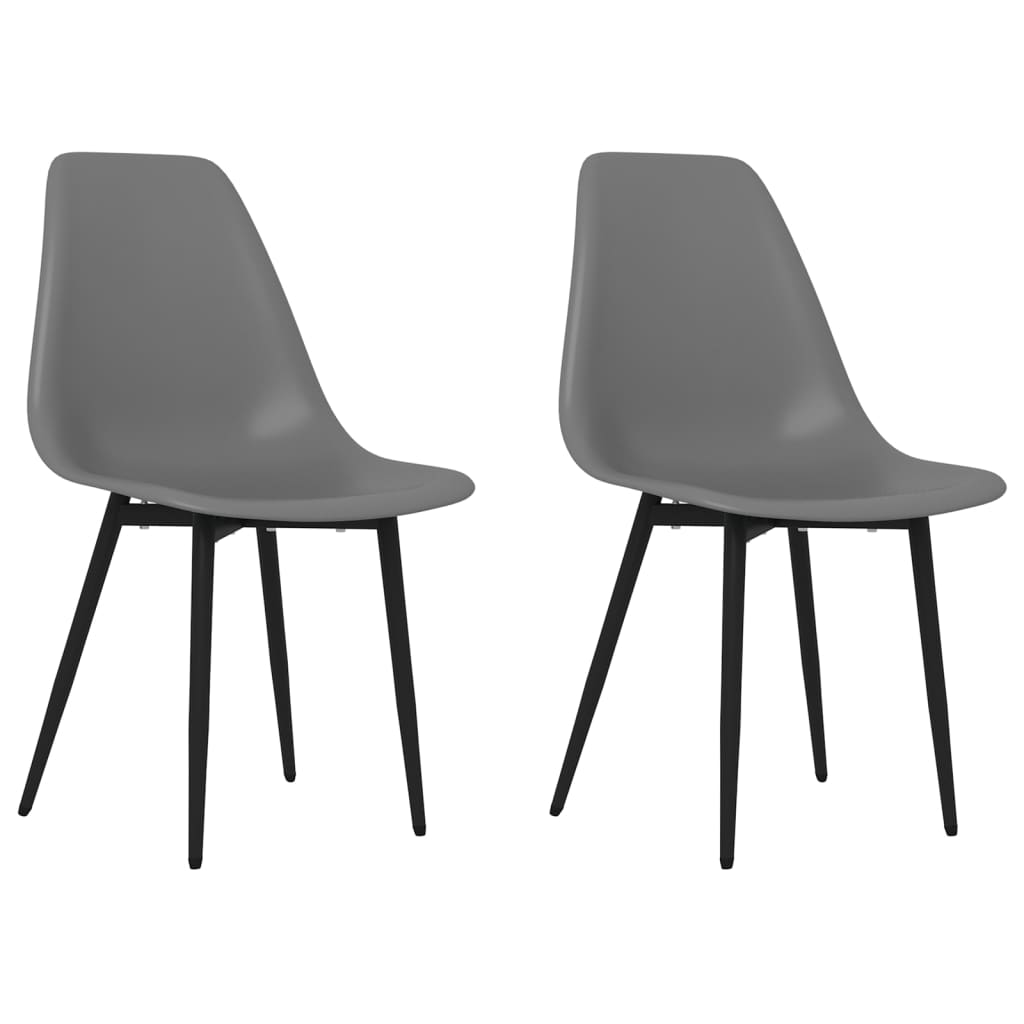 vidaXL Трапезни столове, 2 бр, сиви, PP