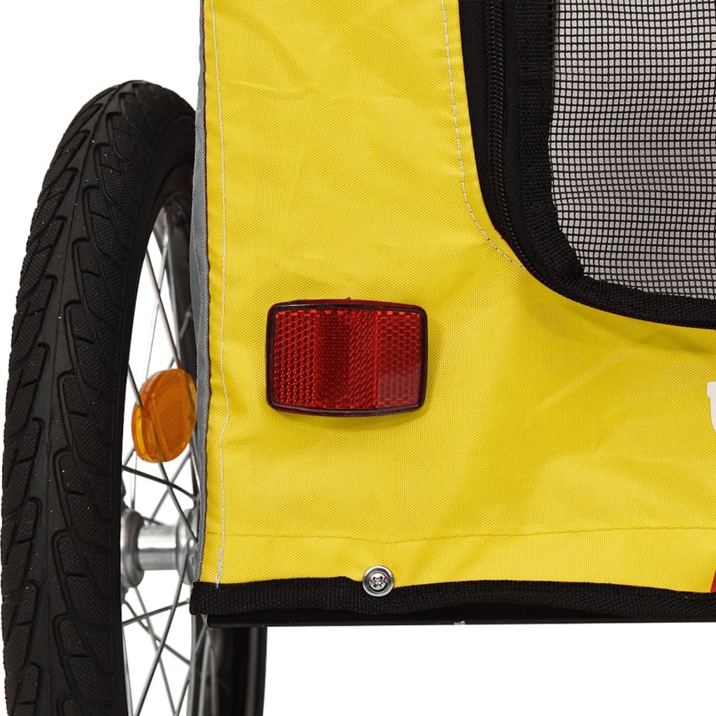 vidaXL Ремарке за колело за любимци жълт и сив Оксфорд плат и желязо