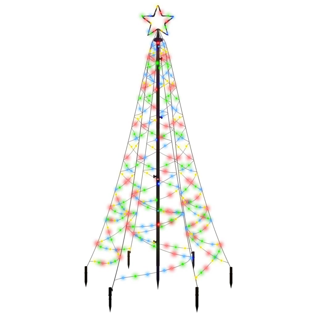 vidaXL Коледна елха с шип, многоцветна, 200 LED, 180 см