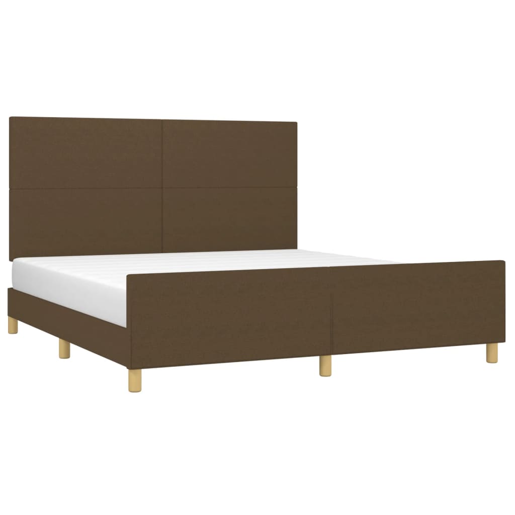 vidaXL Рамка за легло с табла, тъмнокафява, 180x200 см, плат
