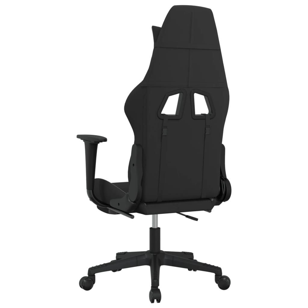 vidaXL Гейминг стол с опора за крака, черно и cветлосив, плат