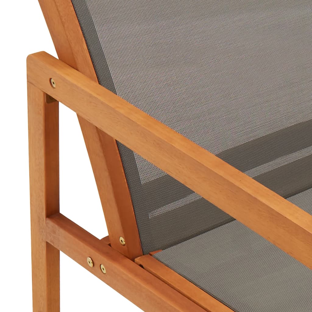 vidaXL Градински релакс стол сив евкалиптово дърво масив и textilene