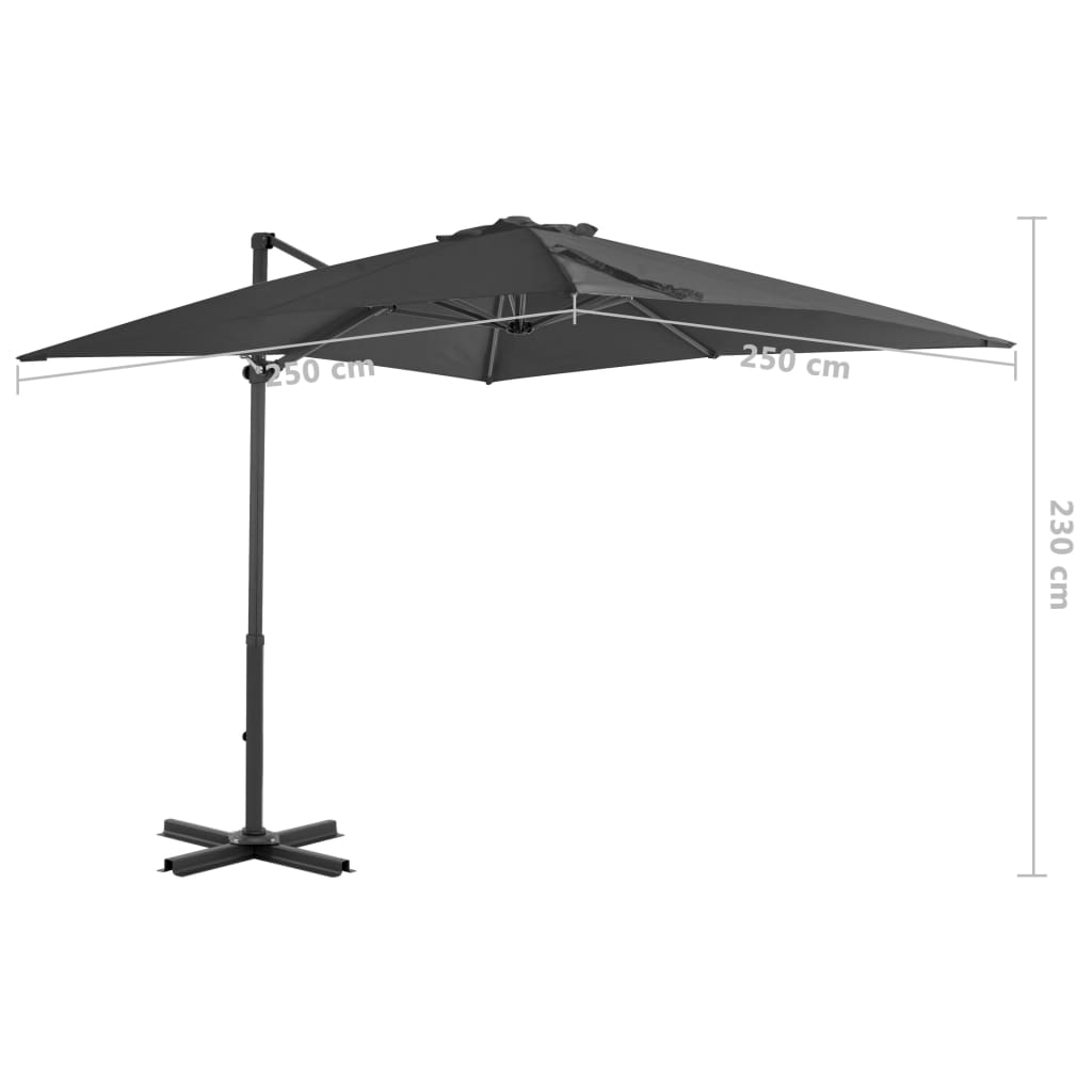 vidaXL Градински чадър чупещо рамо алуминиев прът 250x250 см антрацит
