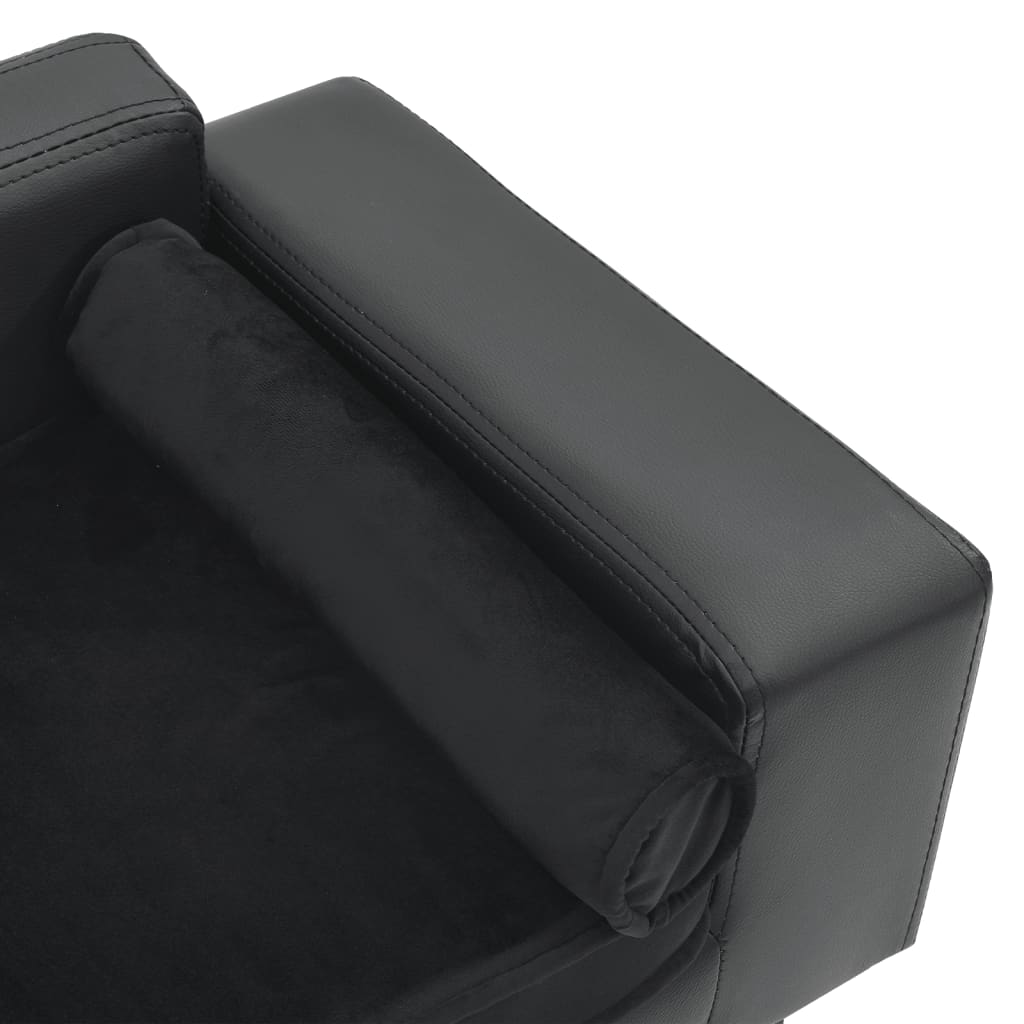 vidaXL Кучешки диван, тъмносив, 81x43x31 см, плюш и изкуствена кожа