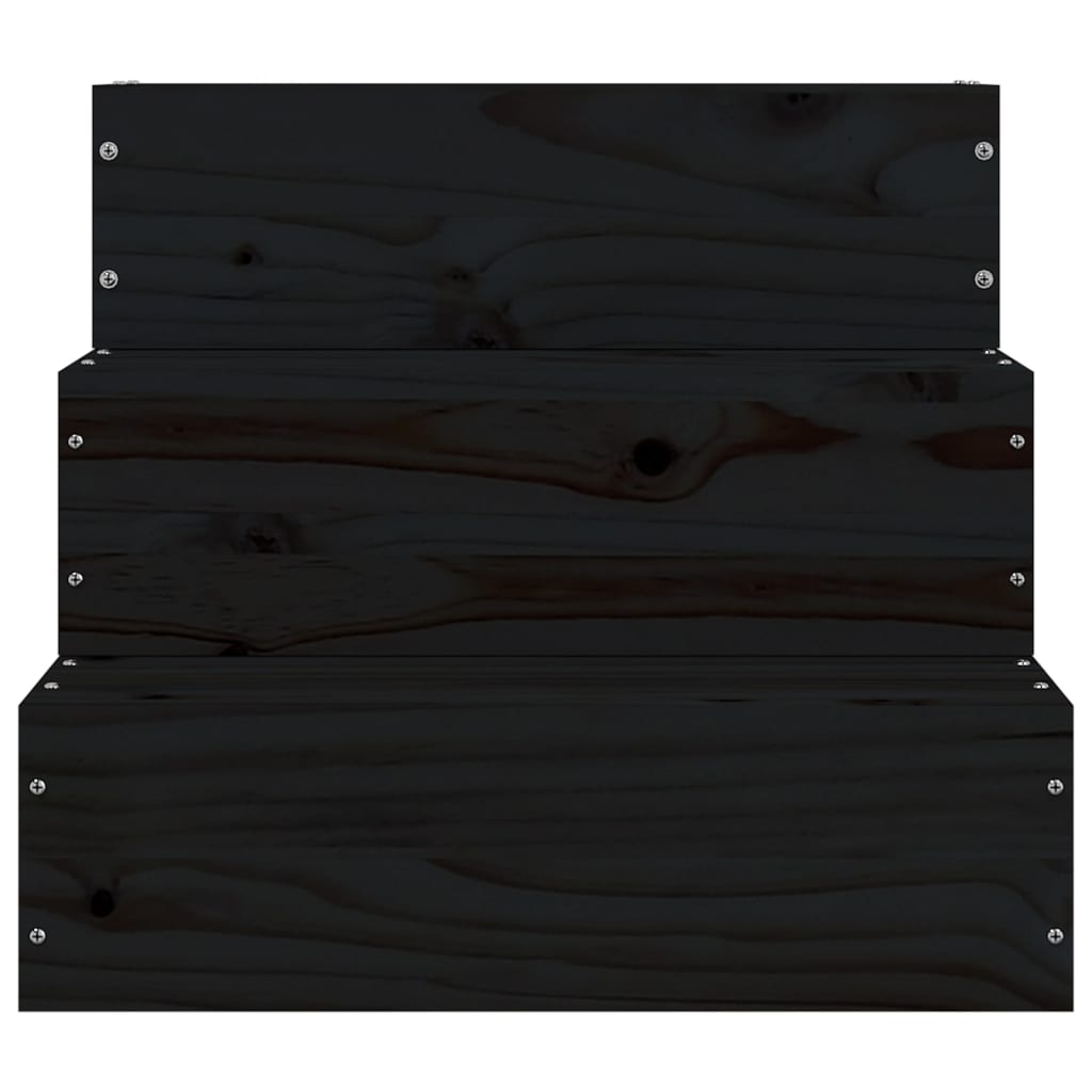 vidaXL Стълба за домашни любимци черна 40x37,5x35 см бор масив