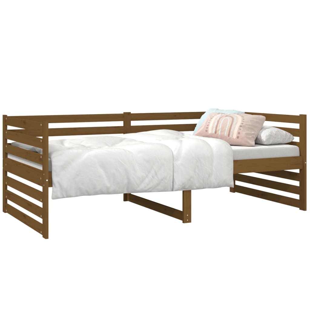 vidaXL Дневно легло, меденокафяво, борово дърво масив, 90x190 см