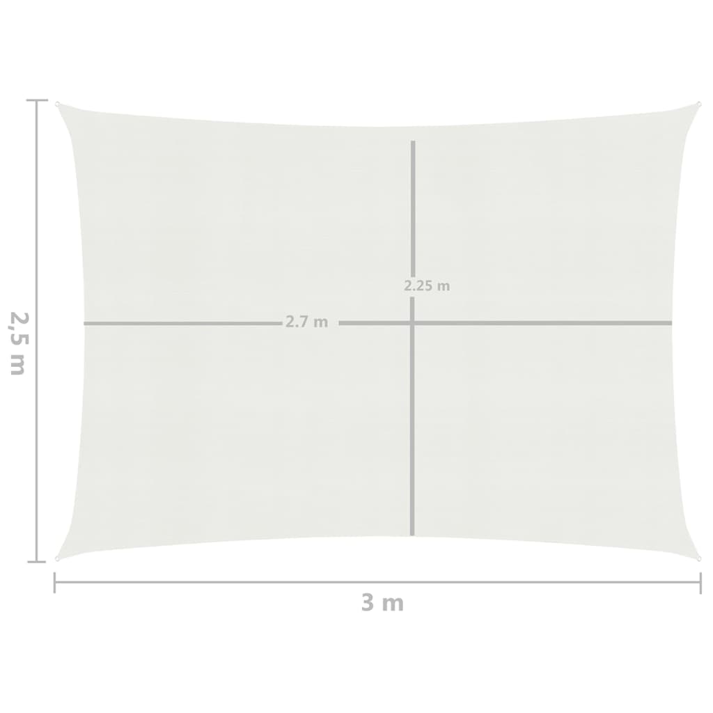 vidaXL Платно-сенник, 160 г/м², бяло, 2,5x3 м, HDPE
