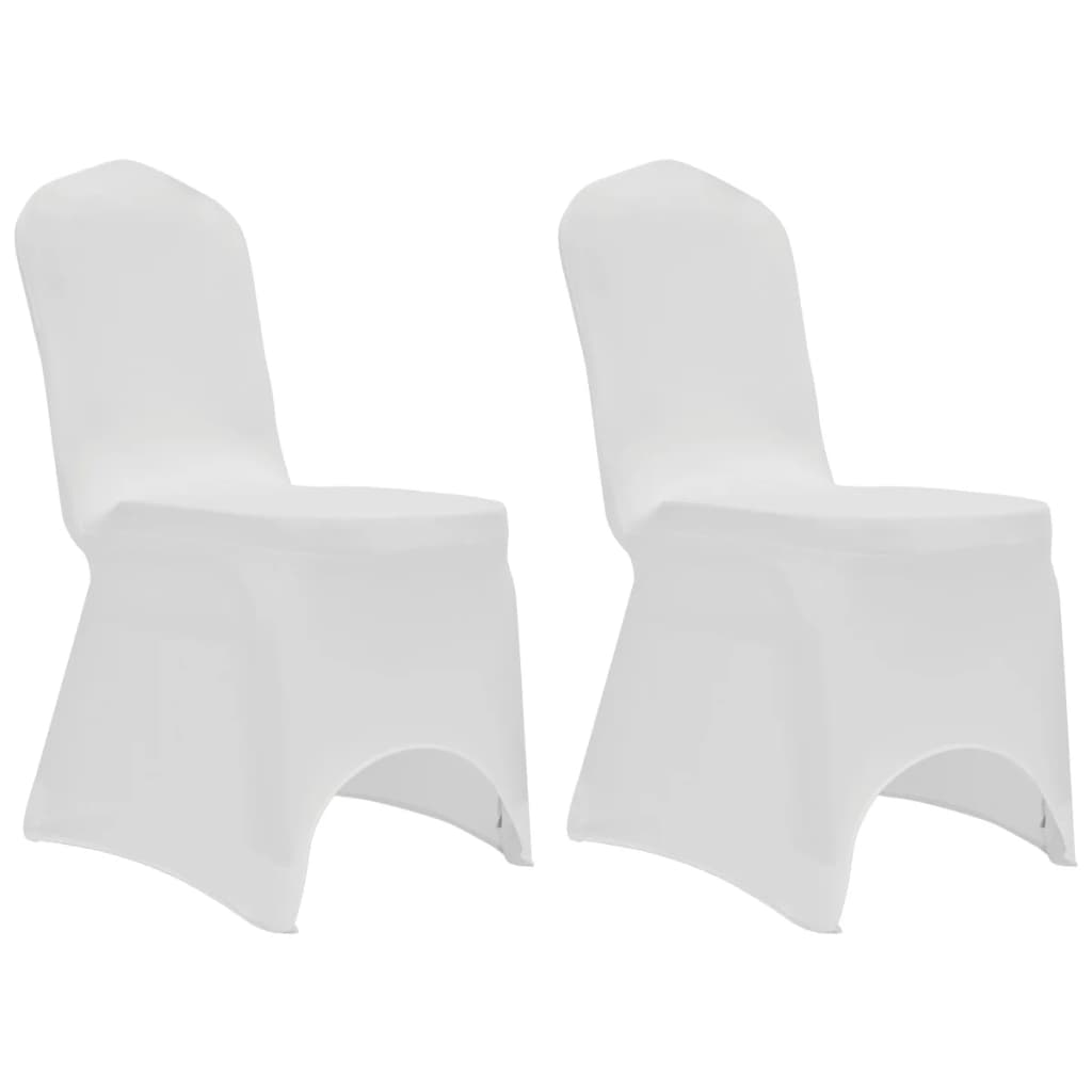 vidaXL Калъфи за столове, разтегателни, бели, 12 бр