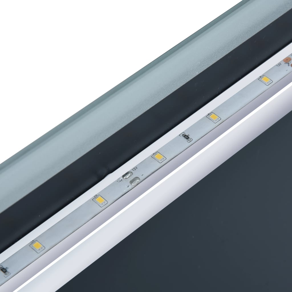 vidaXL LED огледало за баня с тъч сензор и показване на часа 50x60 см