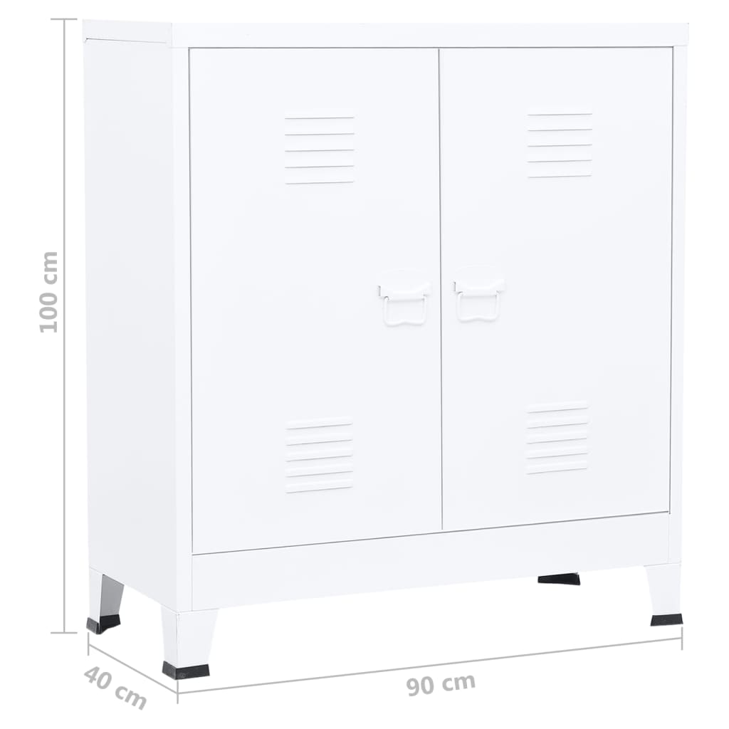 vidaXL Индустриален скрин за съхранение, бял, 90x40x100 cм, стомана