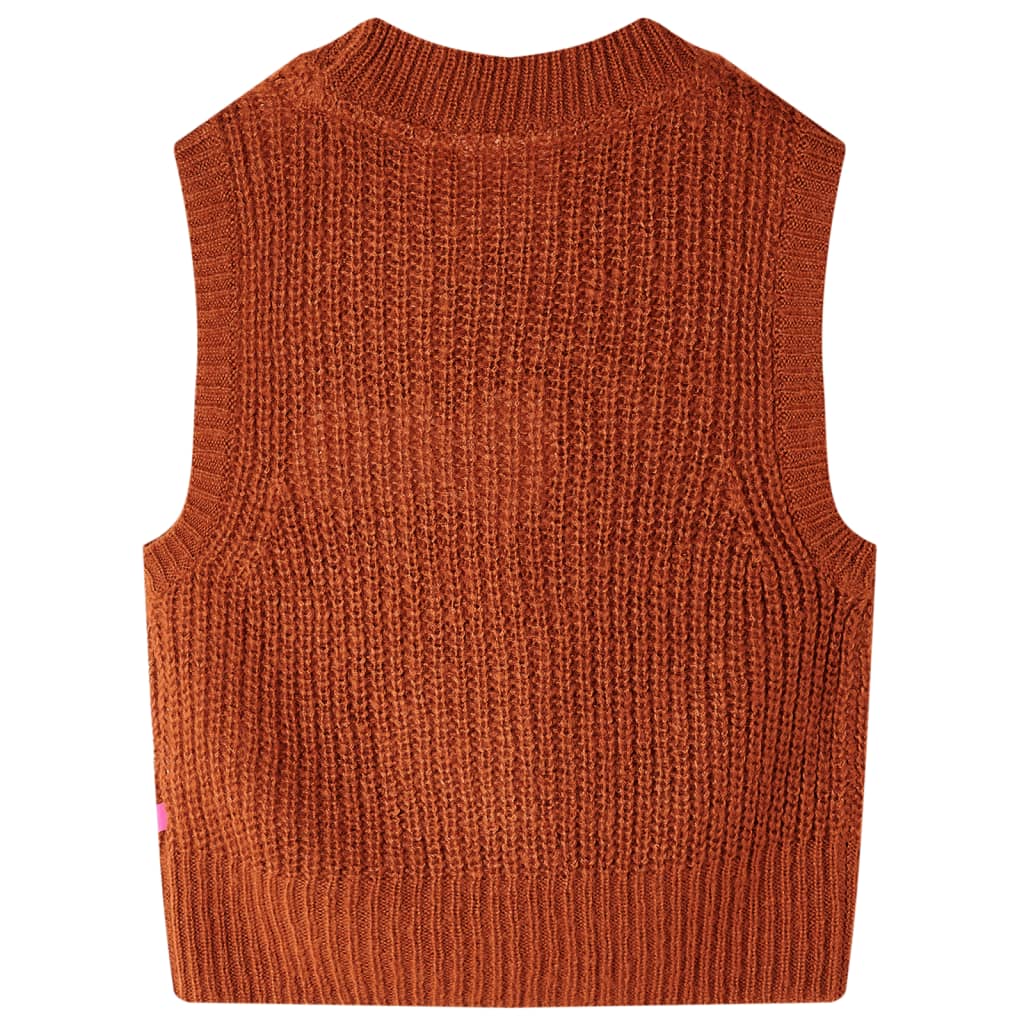 Детски пуловер елек, плетен, коняк, 92