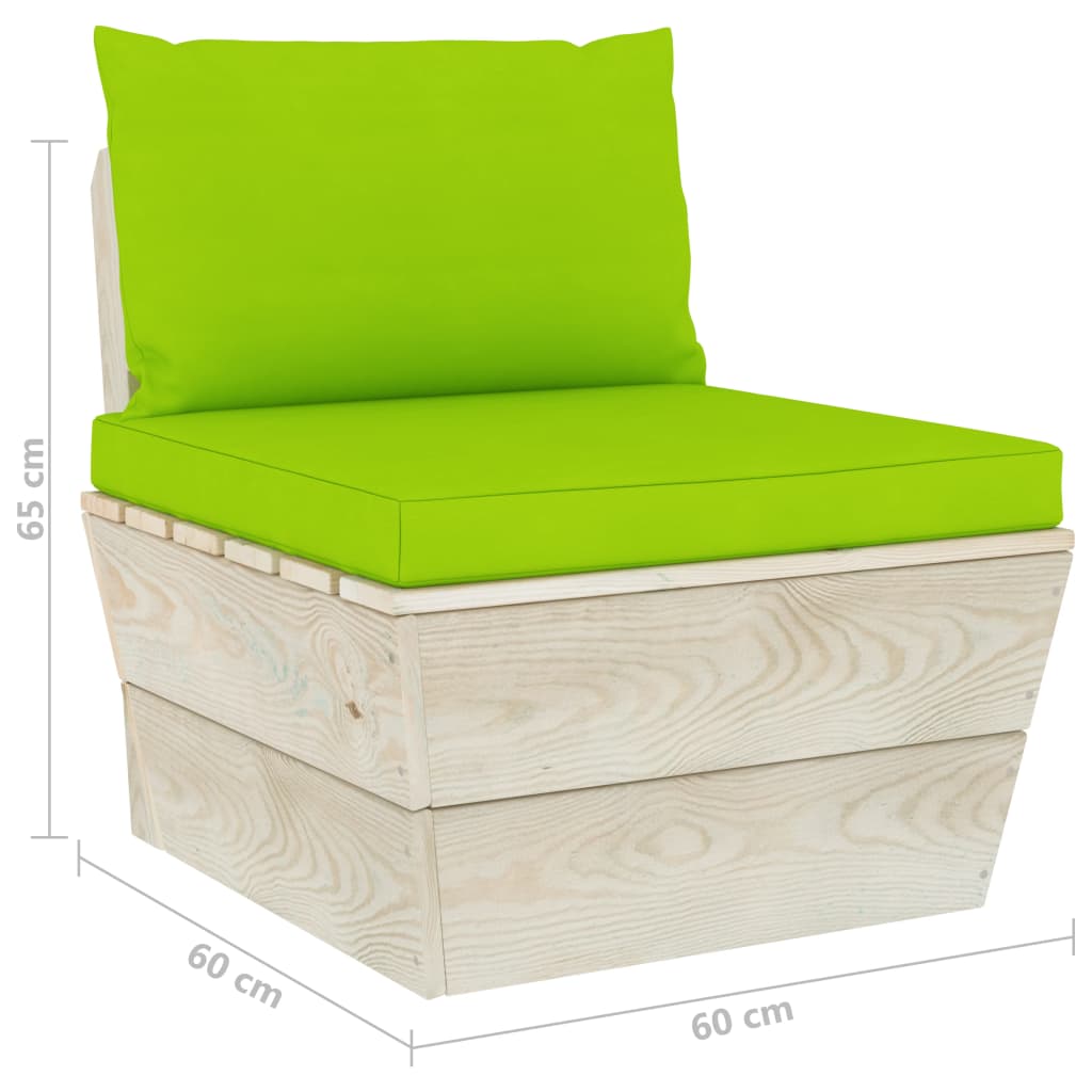 vidaXL Градински палетен среден диван с възглавници, импрегниран смърч