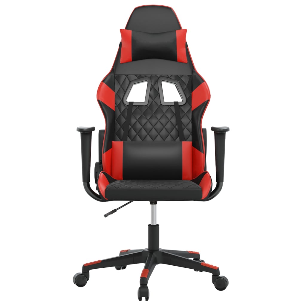 vidaXL Масажен гейминг стол, черно и червено, изкуствена кожа