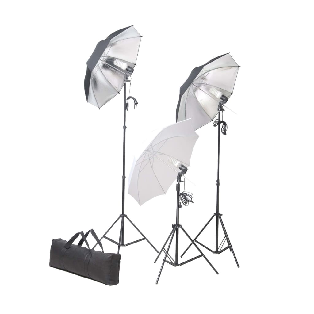 vidaXL Комплект за студийно осветление с 24 W триподи и чадъри