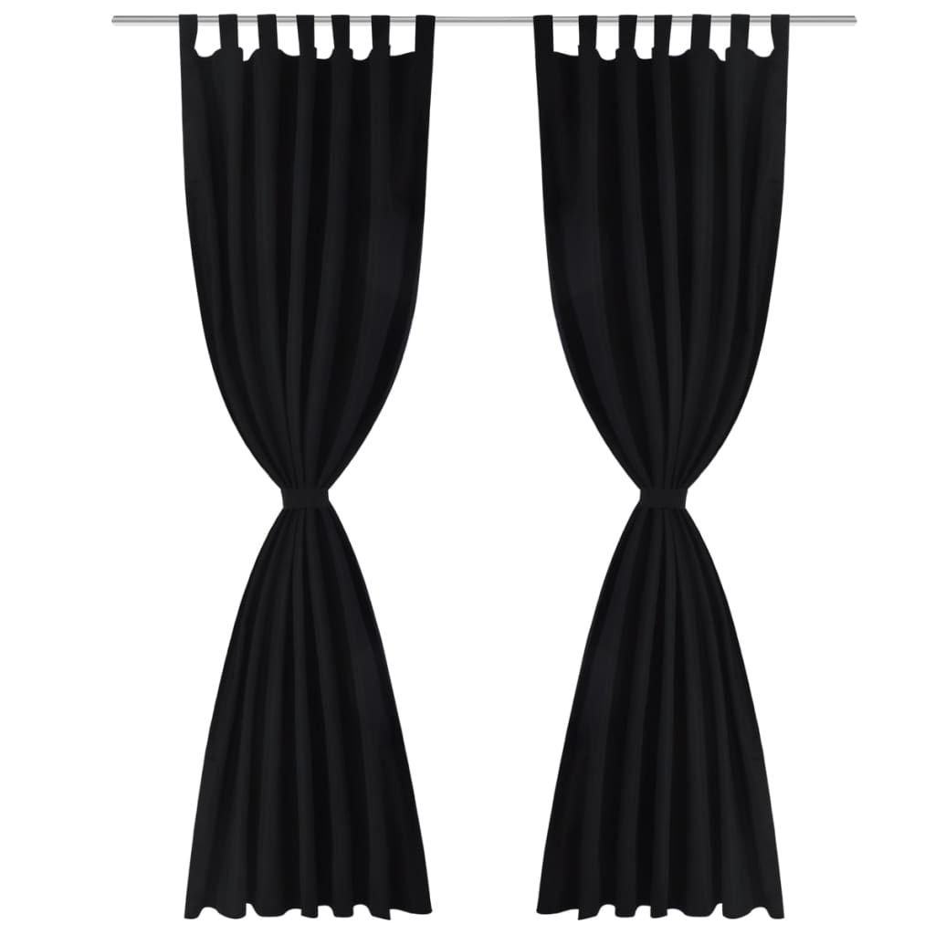 2 бр черни завеси от микросатен с "уши", 140 x 245 см
