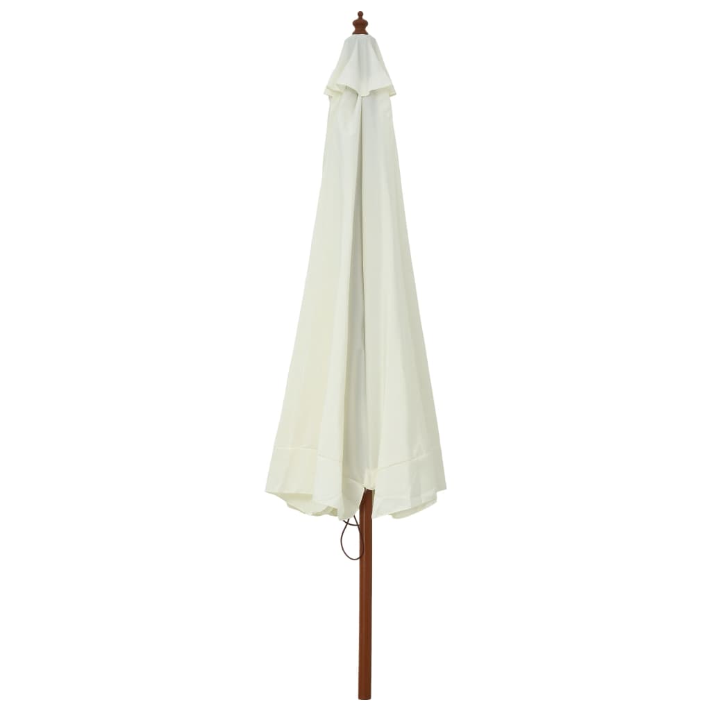 vidaXL Градински чадър с дървен прът, 330 см, пясъчнобял
