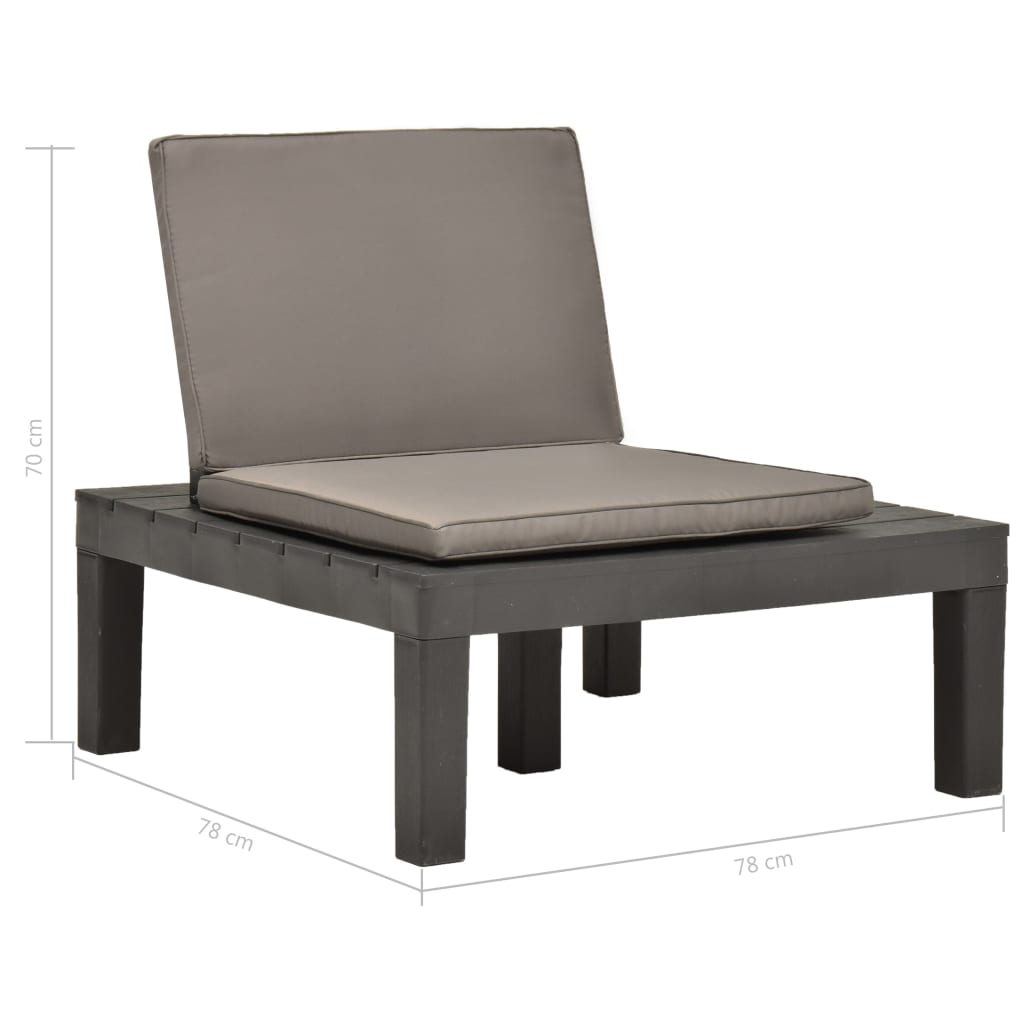 vidaXL Градински лаундж столове с възглавници 2 бр пластмаса антрацит