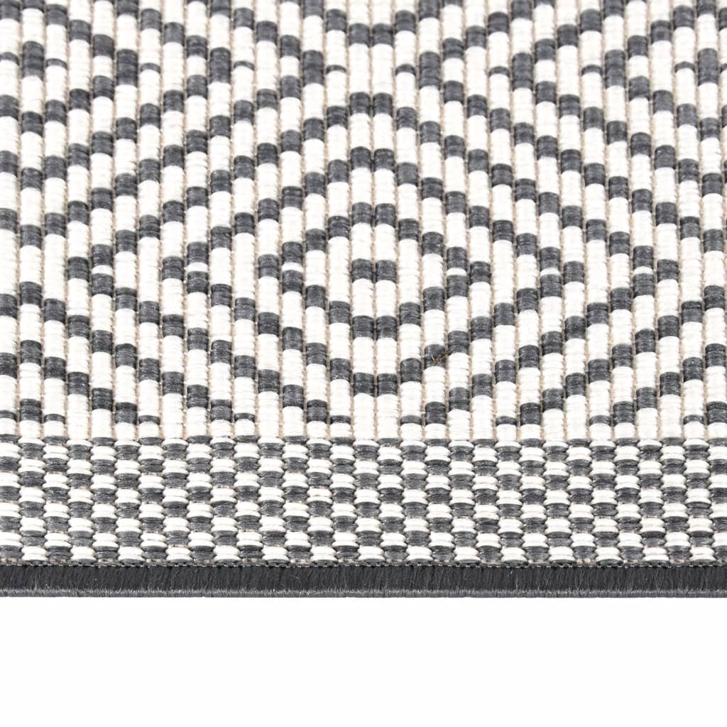 vidaXL Килим за открито, сиво и бяло, 80x150 см, дизайн с две лица