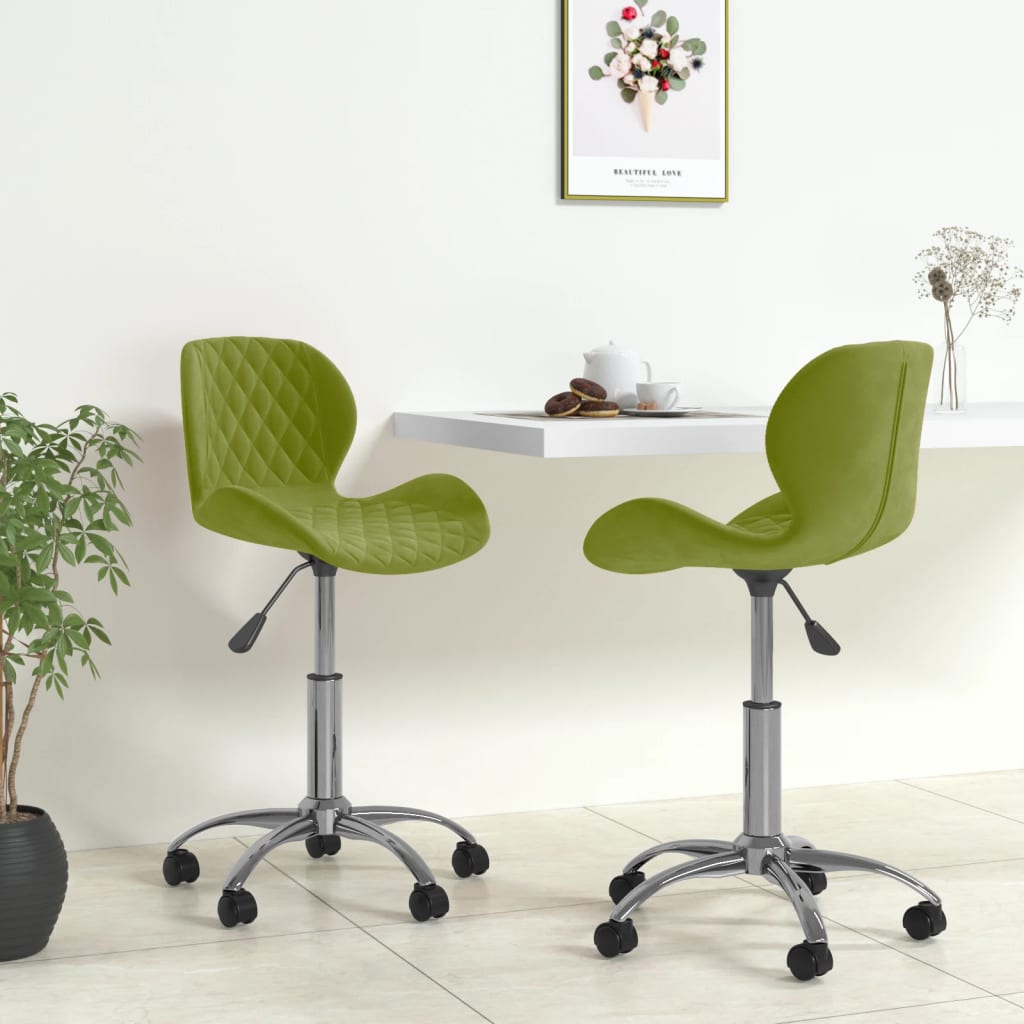 vidaXL Въртящи се трапезни столове, 2 бр, светлозелени, кадифе