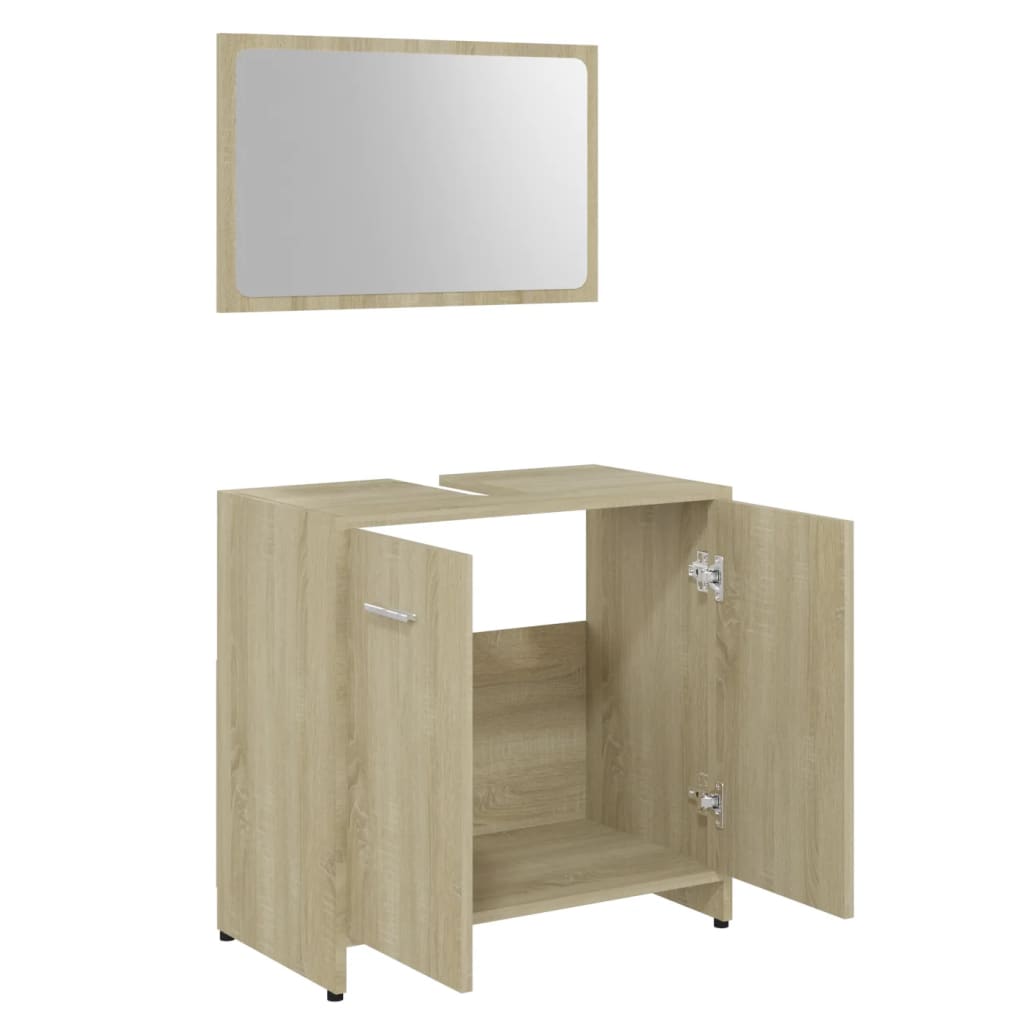 vidaXL Комплект мебели за баня, дъб сонома, инженерно дърво