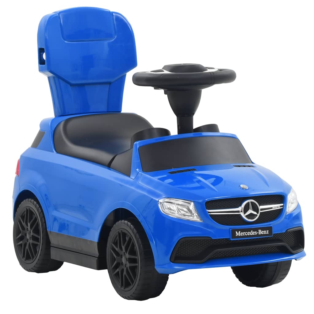 vidaXL Детска кола за яздене и бутане Mercedes Benz GLE63 син
