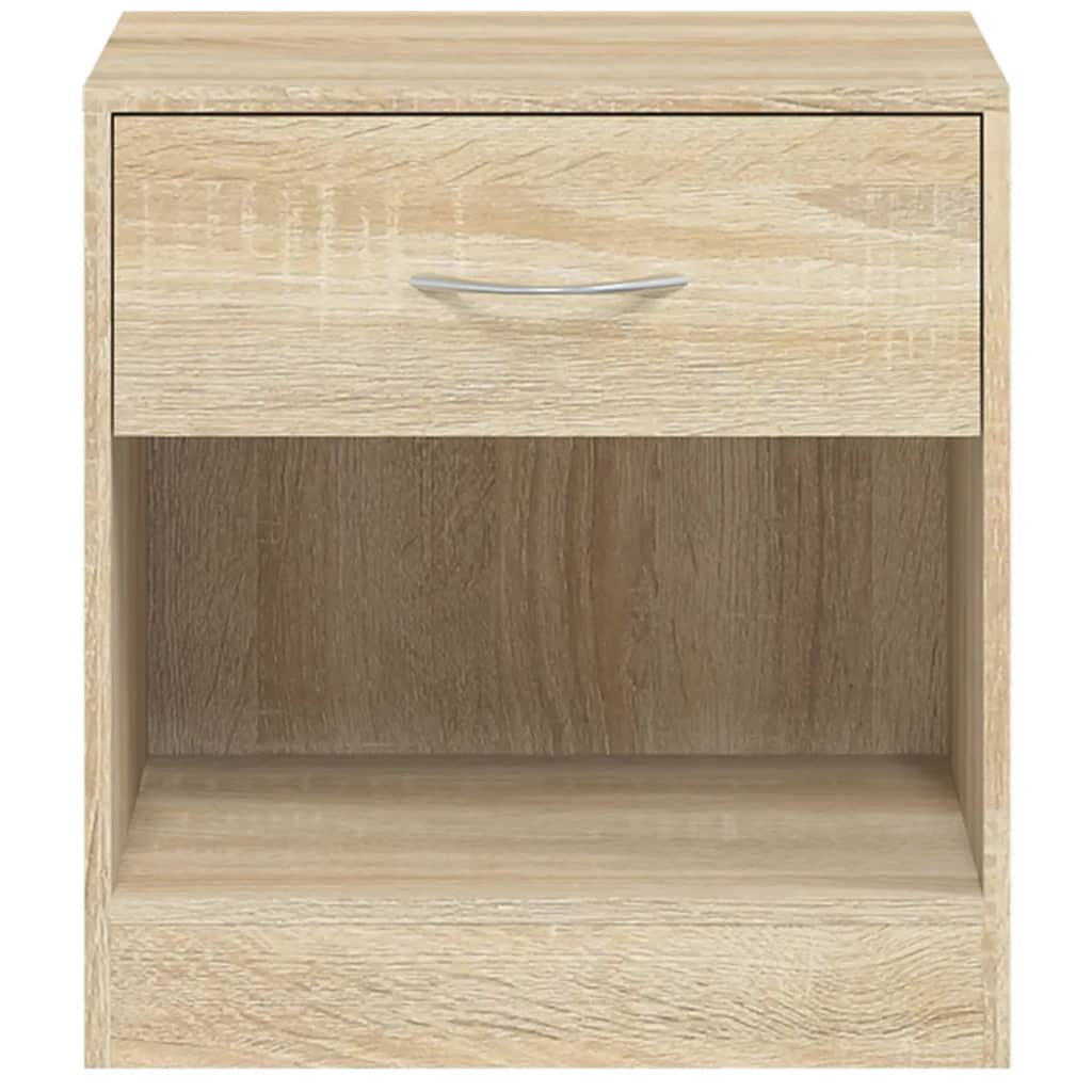 vidaXL Нощно шкафче с чекмедже, 2 бр, цвят дъб
