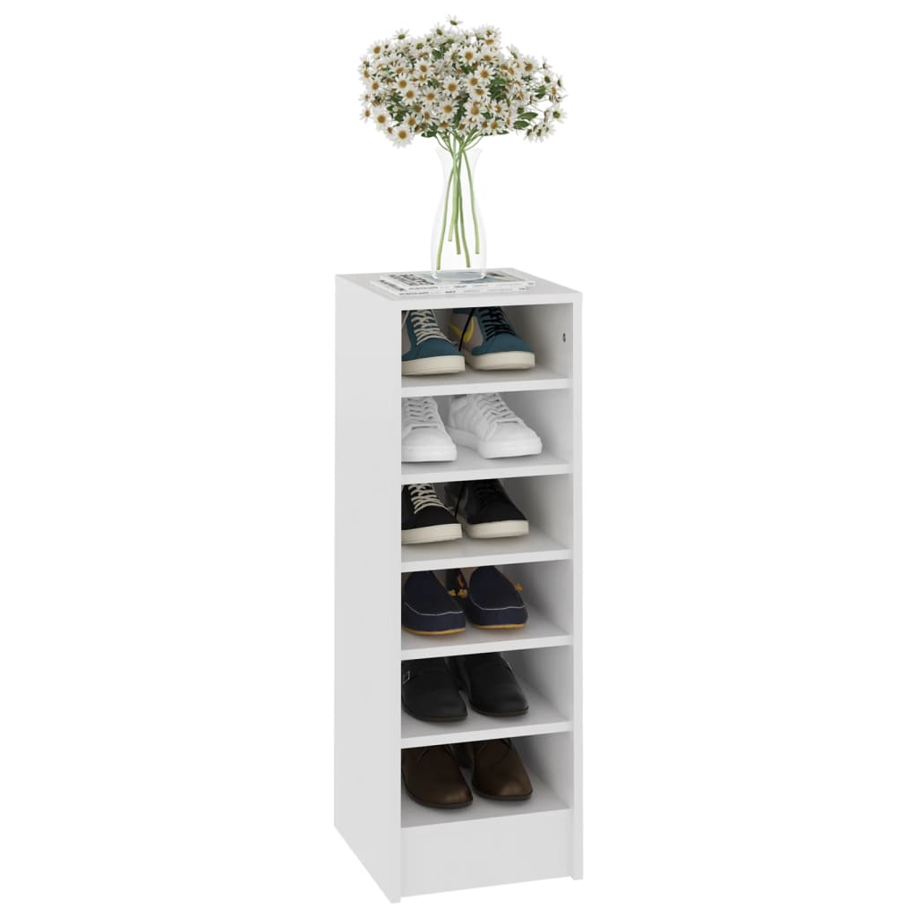 vidaXL Шкаф за обувки, бял гланц, 31,5x35x90 см, ПДЧ