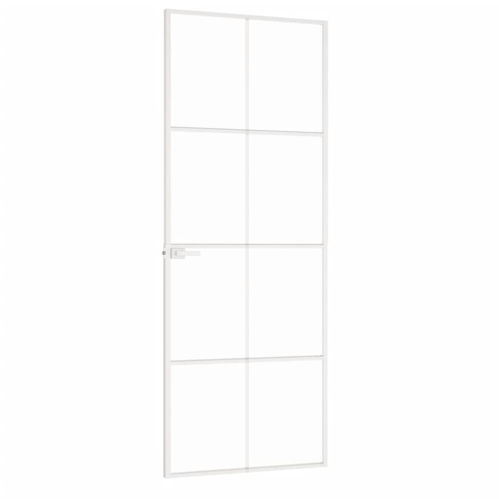 vidaXL Интериорна врата бяла 76x201,5 см закалено стъкло и алуминий