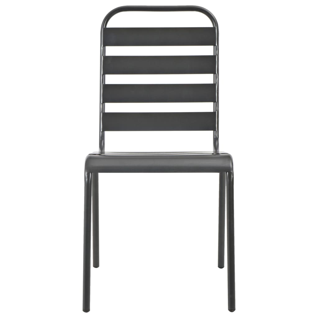 vidaXL Стифиращи градински столове, 2 бр, стомана, сиви