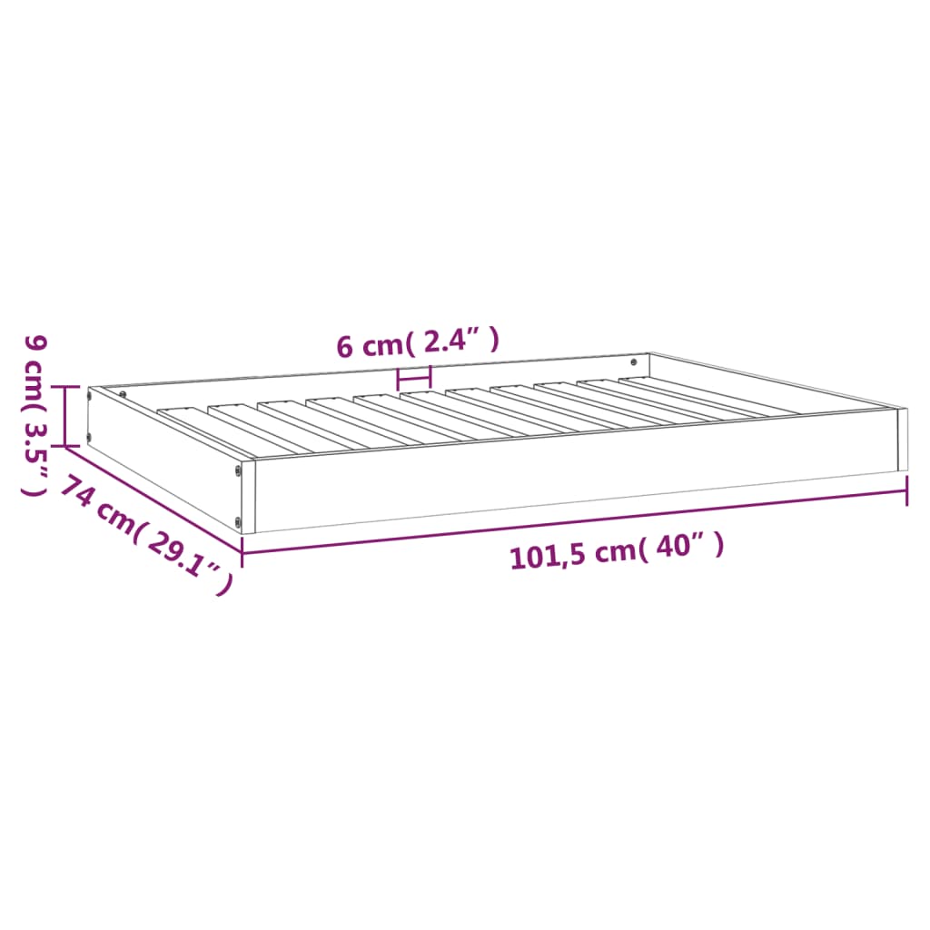 vidaXL Кучешко легло, сиво, 101,5x74x9 см, борова дървесина масив