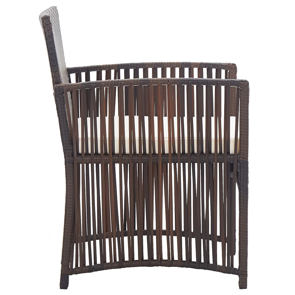 vidaXL Градински кресла с възглавници, 2 бр, кафяв полиратан