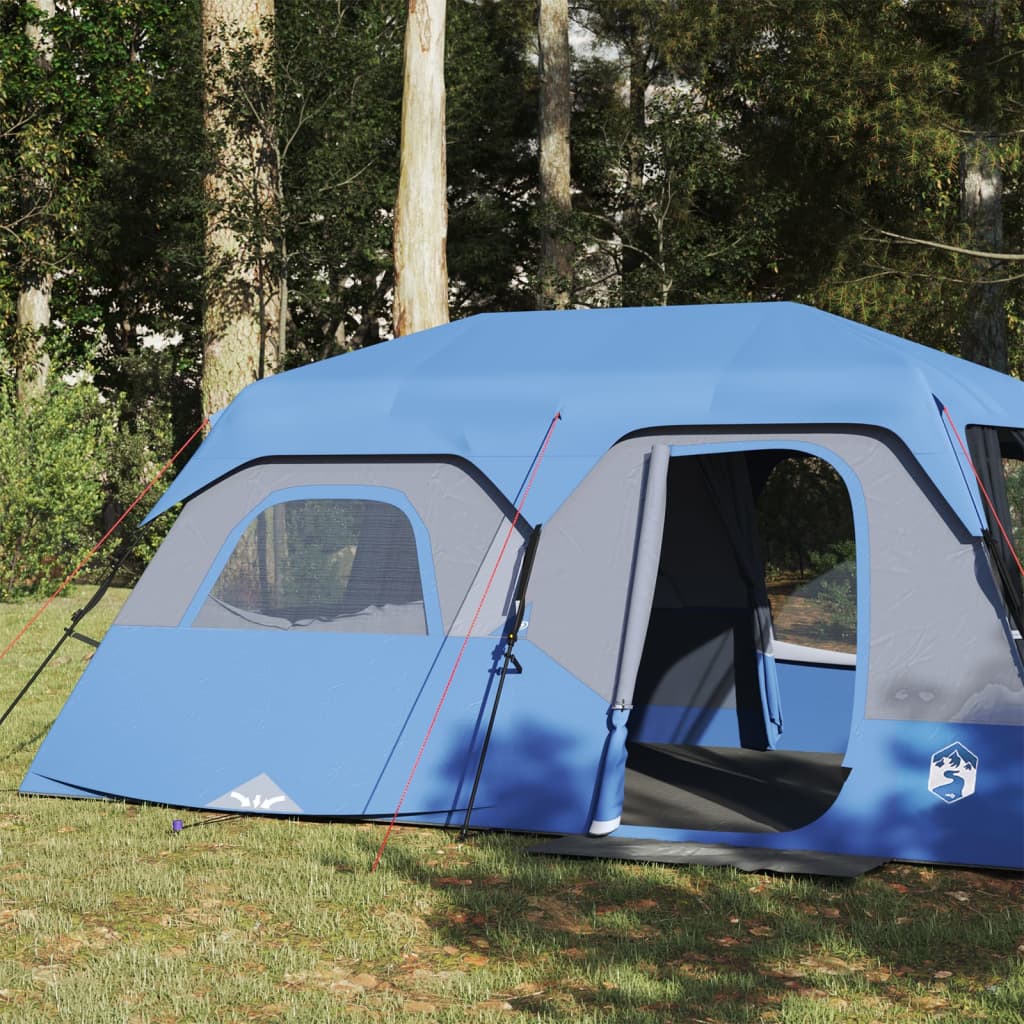 vidaXL Къмпинг палатка за 9 души, зелена, водоустойчива