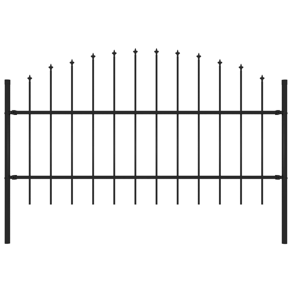 vidaXL Градинска ограда с връх пика, стомана, (0,75-1)x1,7 м, черна
